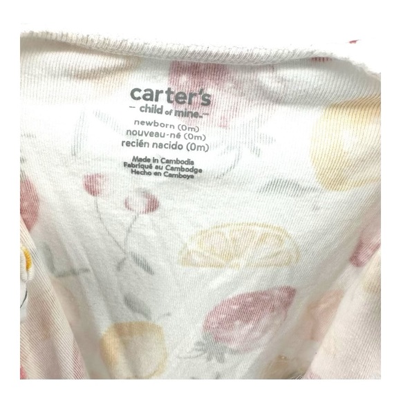 Carter’s | Newborn 0M Fruit Print Zip Onesie Strawberry - Picture 6 of 11